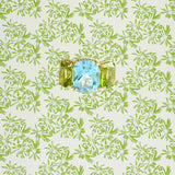 Elegant Three-Stone Ring with Gold Rope Twist Border