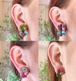 Medium Gum Drop Earrings with Pink Topaz and Blue Topaz and Diamonds