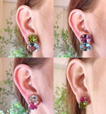 Medium Gum Drop™ Earrings with Pearls and Peridot and Four Diamonds