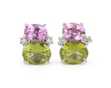 Medium GUM DROP™ Earrings with Pink Topaz and Peridot and Diamonds