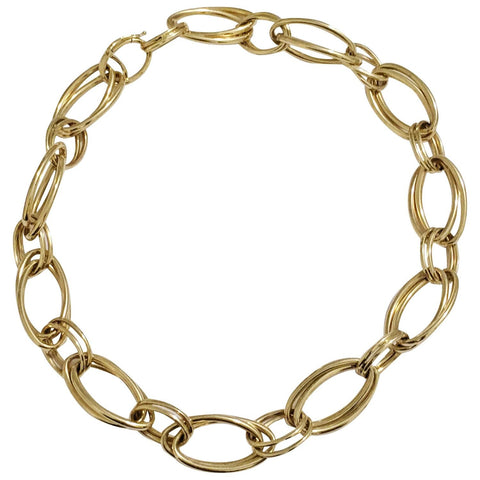 Gold Marquise Double Link Necklace
