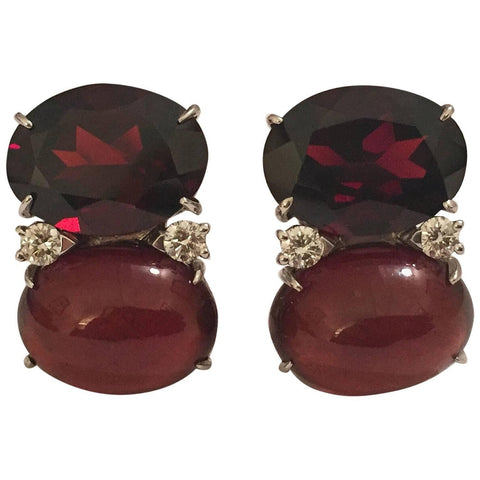 Grande GUM DROP™ Earrings with Garnet and Cabochon Garnet and Diamonds