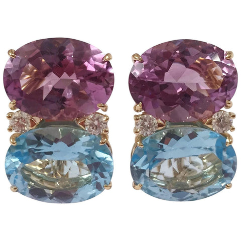 Grande GUM DROP™ earrings With Amethyst and Blue Topaz and Diamonds