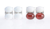 Grande GUM DROP™ Earrings with Cabochon White Jade and Garnet and Diamonds