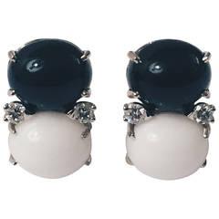 Large GUM DROP™ Earrings with Cabochon Turquoise and Diamonds