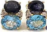 Medium GUM DROP™ Earrings with Iolite and Blue Topaz and Diamonds