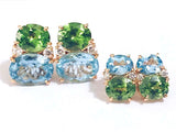 Medium Gum Drop Earrings with Blue Topaz Peridot and Diamonds