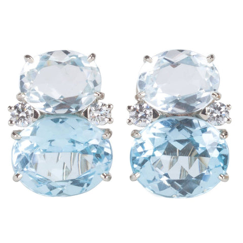 Medium GUM DROP™ Earrings with Rock Crystal and Pale Blue Topaz and Diamonds