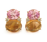 Large GUM DROP™ Earrings with Pink Topaz and Cabochon Citrine and Diamonds