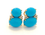 Large GUM DROP™ Earrings with Iolite and Cabochon Turquoise and Diamonds