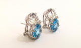 Medium GUM DROP™ Earrings with Rock Crystal and Blue Topaz and Diamonds