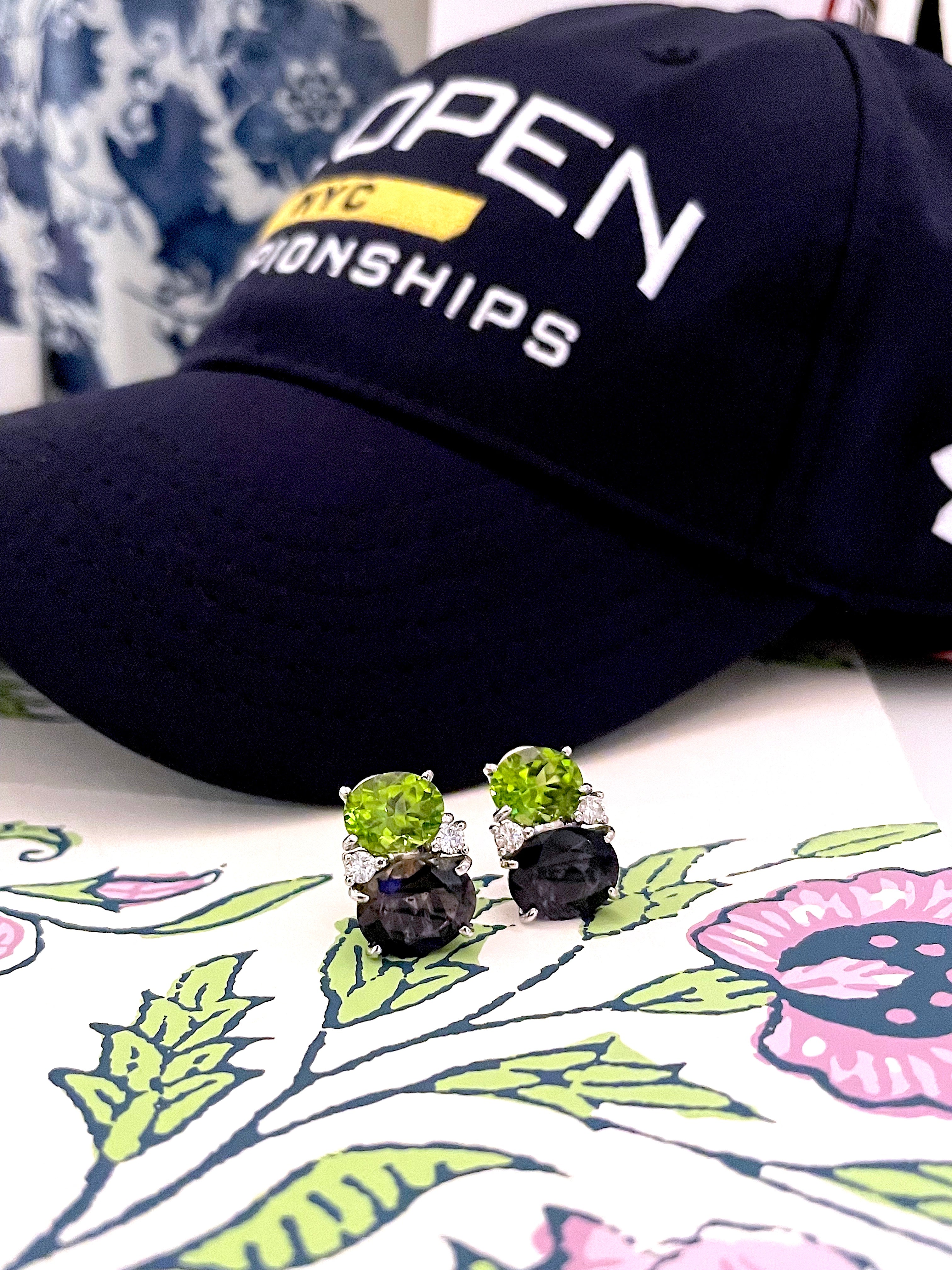 Medium GUM DROP™ Earrings with Peridot and Iolite and Diamonds