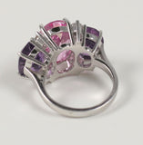 Large GUM DROP™ Ring with Pink Topaz and Amethyst and Diamonds