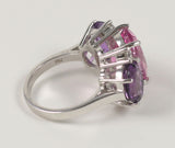 Large GUM DROP™ Ring with Pink Topaz and Amethyst and Diamonds