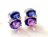 Medium GUM DROP™ Earrings with Iolite and Amethyst and Diamonds