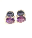 Medium GUM DROP™ Earrings with Iolite and Amethyst and Diamonds