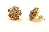 18kt Yellow Gold Mini Sand Dollar Earrings with Citrine and Diamonds