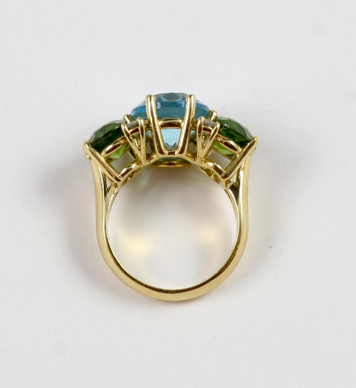 Medium GUM DROP™ Ring with Blue Topaz and Peridot and Diamonds
