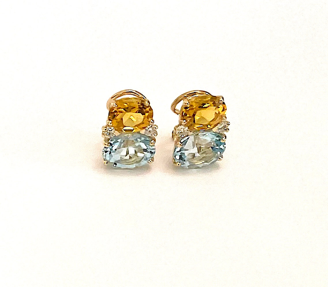 Medium GUM DROP™ Earrings with Citrine and Blue Topaz and Diamonds