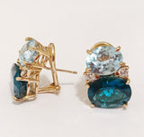 Medium GUM DROP™ Earrings with Two-Toned Blue Topaz and Diamonds