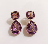 Yellow Gold Wrapped Drop Earring with Purple Amethyst