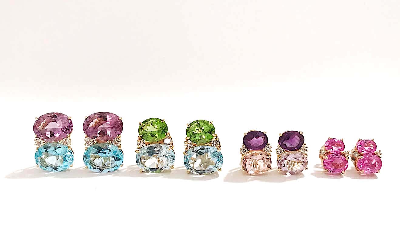 Mini  GUM DROP™  Earrings with Iolite, Amethyst and Diamonds