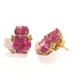 Mini GUM DROP™ Earrings with Rocky Crystal and Pink Topaz and Diamonds