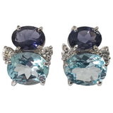 Mini GUM DROP™ Earrings with Iolite and Garnet and Diamonds