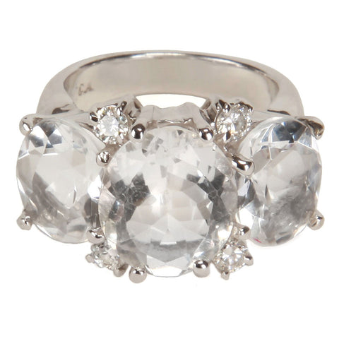 Medium 18kt White Gold Gum Drop Ring with Rock Crystal