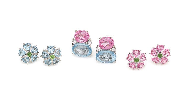 18kt White Gold Sand Dollar Earring with Blue Topaz and Diamonds