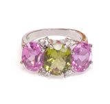 Mini GUM DROP™ Ring with Peridot and Pink Topaz and Diamonds