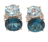 Medium GUM DROP™ Earrings with Tsavorite and Dark Blue Topaz and Diamonds