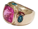 Medium 18kt White Gold GUM DROP™ Ring with Morganite and Rose De France Amethyst and Diamonds