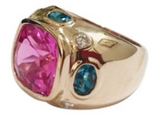 Medium 18kt White Gold Gum Drop Ring with Morganite and Amethyst