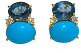 Grande GUM DROP™ Earrings with Cabochon Turquoise and Diamonds