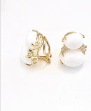 Large GUM DROP™ Earrings with Cabochon White Jade and Diamonds