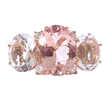 Medium 18kt White Gold Gum Drop Ring with Morganite and Rock Crystal