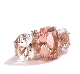 Medium 18kt White Gold Gum Drop Ring with Morganite and Rock Crystal