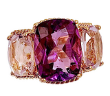 Medium 18kt White Gold GUM DROP™ Ring with Morganite and Rose De France Amethyst and Diamonds