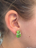 Medium Gum Drop Earrings with Peridot and Pink Topaz and Diamonds