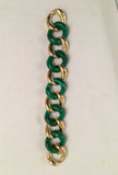 Alternating Multi Wood and Gold Curved Link Bracelet